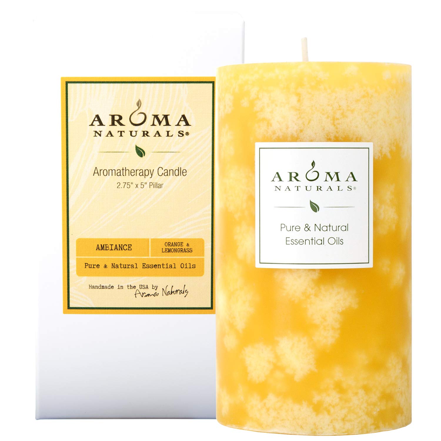 AMBIANcE AROMATHERAPY by Ambiance Aromatherapy ONE 275 X 5 inch PILLAR AROMATHERAPY cANDLE cOMBINES THE ESSENTIAL OILS OF ORANgE